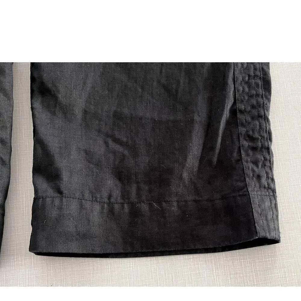 Quince Sz M Wide Leg Linen Pants Black Elastic Breezy Vacation Travel Relaxed - Picture 11 of 16